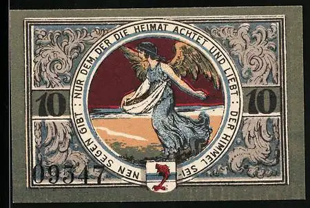 Notgeld Jacobshagen 1920, 10 Pfennig, Figur bei der Saat