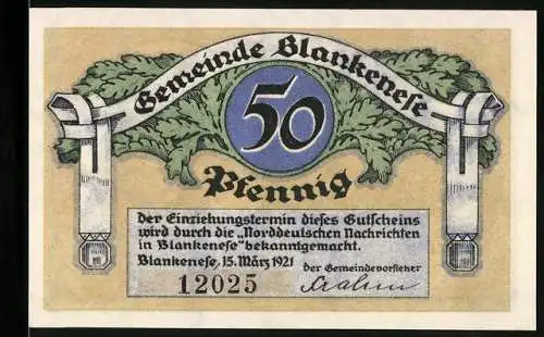 Notgeld Blankenese 1921, 50 Pfennig, Blankenesener Lotse