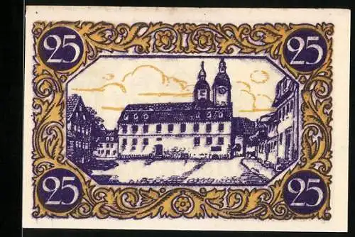 Notgeld Kindelbrück 1920, 25 Pfennig, Kirche und Kinder auf Brücke