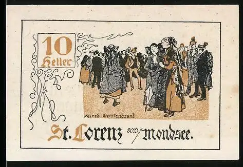 Notgeld St. Lorenz am Mondsee, 10 Heller, Menschenmenge auf Fest