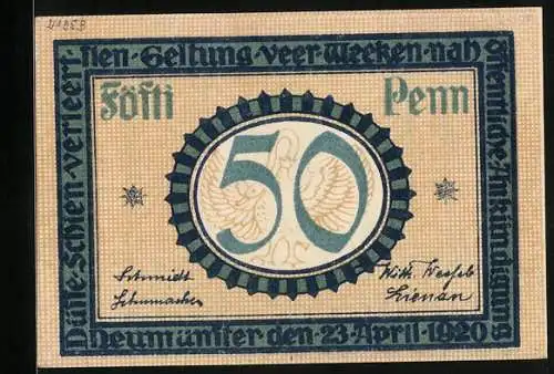 Notgeld Neumünster 1920, 50 Pfennig, Die Kirche