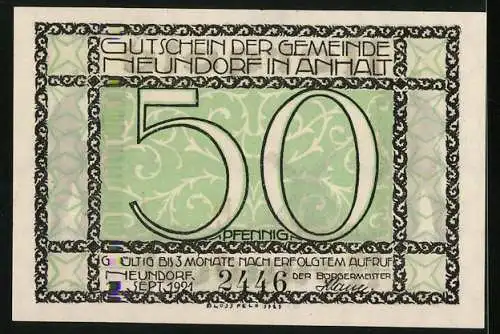 Notgeld Neundorf i. Anh. 1921, 50 Pfennig, Die Windmühle