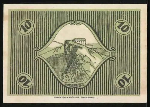 Notgeld St. Gilgen /Salzkammergut 1920, 10 Heller, Die Schafbergspitze