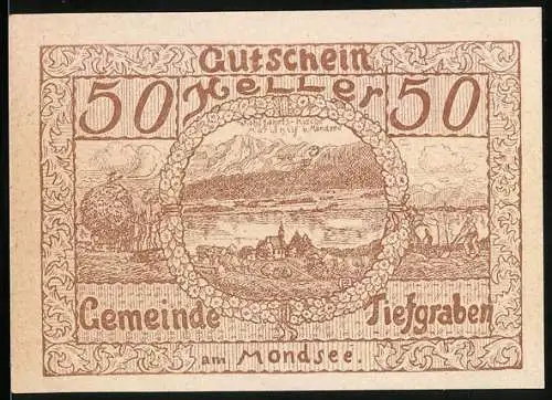 Notgeld Tiefgraben am Mondsee 1920, 50 Heller, Wallfahrts-Kirche Mariahilf