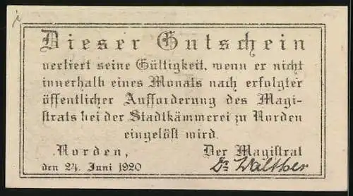 Notgeld Norden 1920, 50 Pfennig, Die Kirche