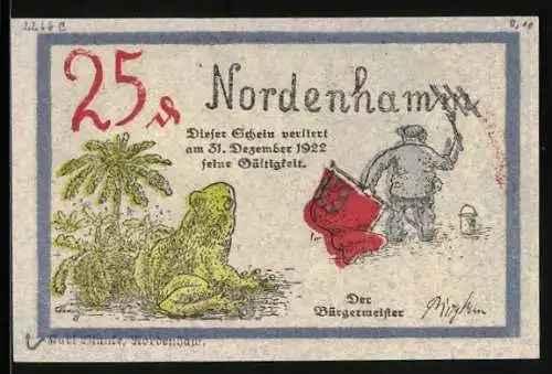 Notgeld Nordenham, 25 Pfennig, Landkarte mit Industriestandorten