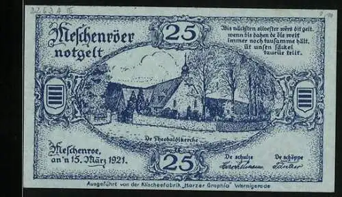Notgeld Nöschenrode 1921, 25 Pfennig, Die Theobaldikirche