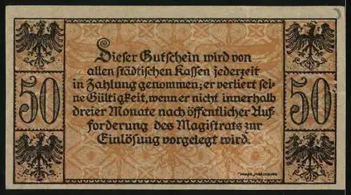 Notgeld Nordhausen 1919, 50 Pfennig, Kontroll-Nr. 227024