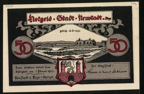 Notgeld Neustadt a. Rbge. 1921, 50 Pfennig, Das Schlossportal