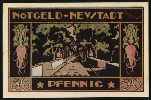 Notgeld Neustadt a. Rbge. 1921, 50 Pfennig, Die Hannoversche Strasse