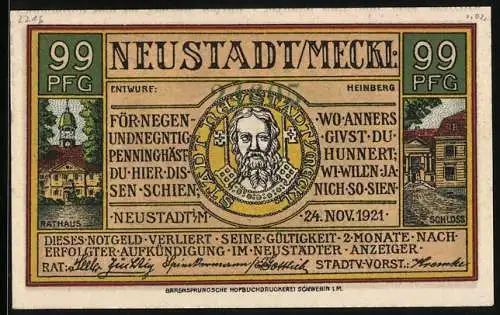 Notgeld Neustadt /Meckl. 1921, 99 Pfennig, Das Technikum