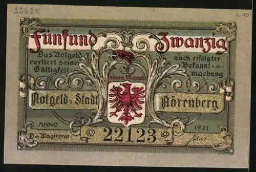 Notgeld Nörenberg 1921, 25 Pfennig, Hummer in der Vase