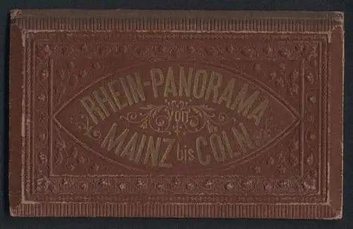Leporello-Album 18 Lithographie-Ansicht Rhein-Panorama von Mainz bis Cöln, Dom Mainz und Cöln, Denkmal, Rhein Verlauf
