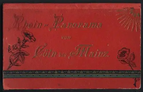 Leporello-Album 12 Lithographie-Ansichten Cöln-Maint Rhein-Panorama, Neuer Bahnhof Köln, Petersberger Hotel, Coblenz