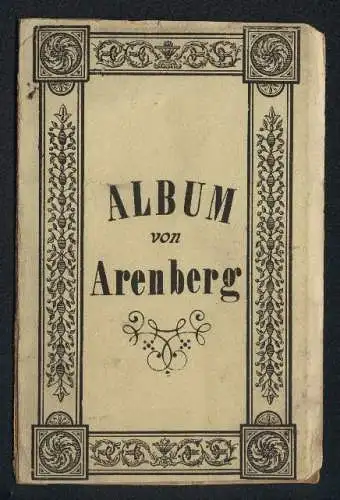 Leporello-Album 13 Lithographie-Ansichten Arenberg, Herz-Jesu Kapelle, Tempel, Lourdesgrotte, Kirchen Inneres