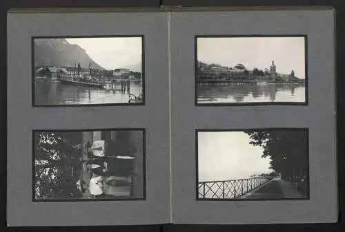 Fotoalbum mit 48 Fotografien, Ansicht Chexbres, Grand Hotel, Marktszene, Chateau de Chillon, Genfersee