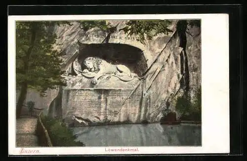 AK Luzern, Löwendenkmal in Felswand