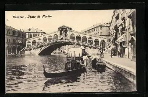 AK Venezia, Ponte di Rialto mit Gondel