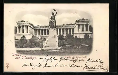 AK München, Bavaria-Denkmal mit Ruhmeshalle