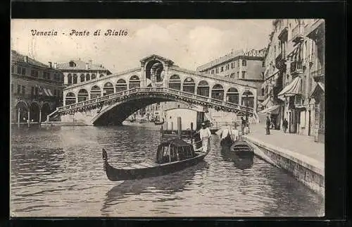 AK Venezia, Ponte di Rialto und Gondeln