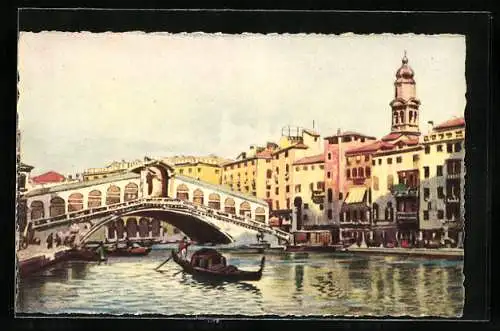 Künstler-AK Venedig, Ponte di Rialto im Abendlicht