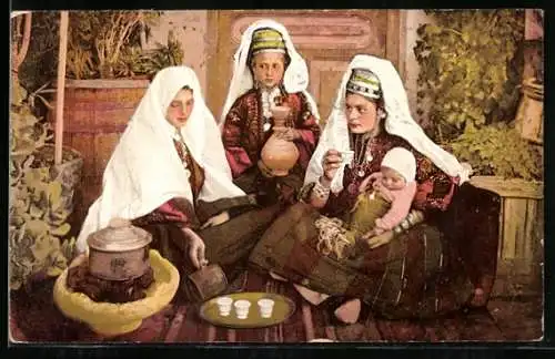 AK Frauen aus Bethlehem in traditioneller Kleidung