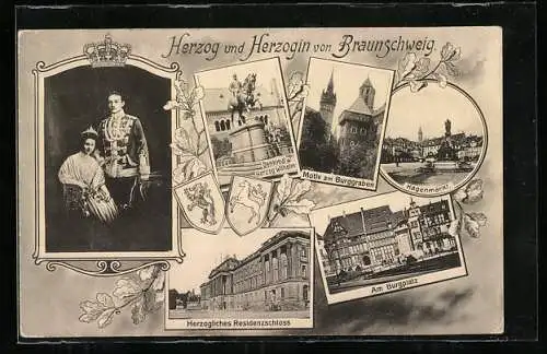 AK Braunschweig, Herzog & Herzogin von Braunschweig, Herzogliches Residenzschloss