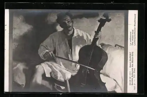 AK Leidenschaftlicher Musikfreund spielt Cello, Salon de 1911