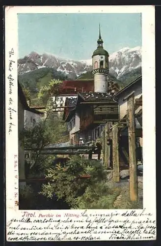 AK Hötting /Tirol, Partie mit Kirchturm