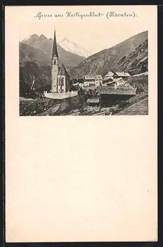 AK Heiligenblut /Kärnten, Kirche mit Bergpanorama