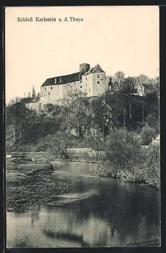 AK Karlstein a. d. Thaya, Schlossansicht mit Landschaft