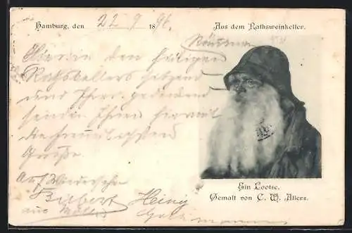 AK Hamburg, Ratsweinkeller, Ein Lootse, gemalt von C. W. Allers