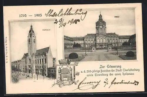 AK Berlin-Charlottenburg, Neues Rathaus und Schloss