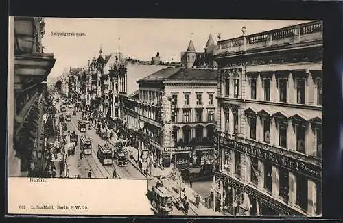 AK Berlin, Strassenbahnen auf der Leipzigerstrasse
