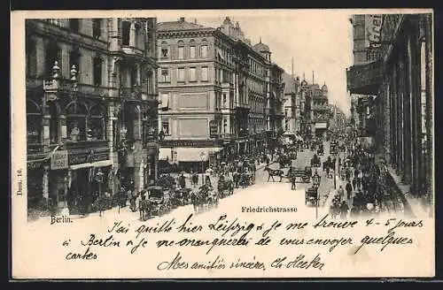 AK Berlin, Friedrichstrasse Ecke Jägerstrasse mit Kaiser Hotel, Pferdekutsche