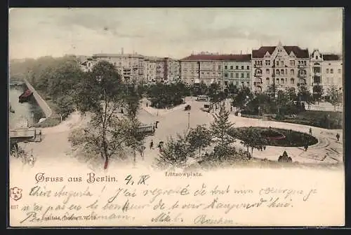 AK Berlin-Tiergarten, Lützowplatz aus der Vogelschau mit Strassenbahnen