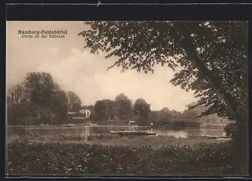 AK Hamburg-Fuhlsbüttel, Partie an der Schleuse