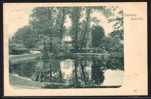 AK Hamburg-Barmbek, Am Markt, Teich