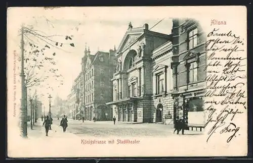 AK Hamburg-Altona, Königstrasse mit Stadttheater