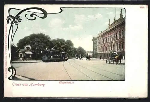 AK Hamburg-Neustadt, Strassenbahn auf der Ringstrasse