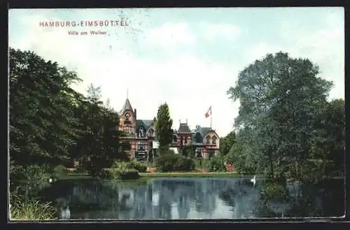 AK Hamburg-Eimsbüttel, Villa am Weiher