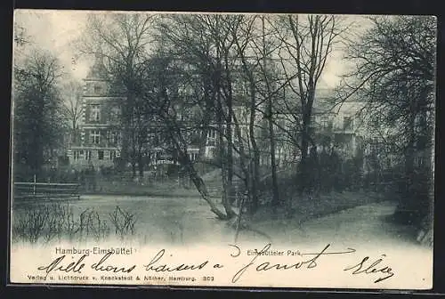 AK Hamburg-Eimsbüttel, Park mit Teich