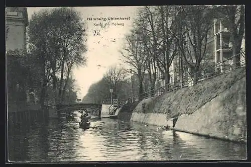 AK Hamburg-Uhlenhorst, Kanal an der Strasse Hofweg