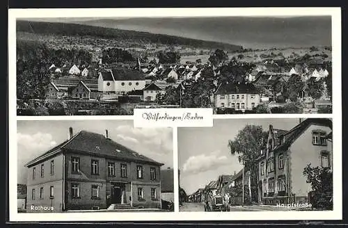 AK Wilferdingen /Baden, Teilansicht, Rathaus, Hauptstrasse