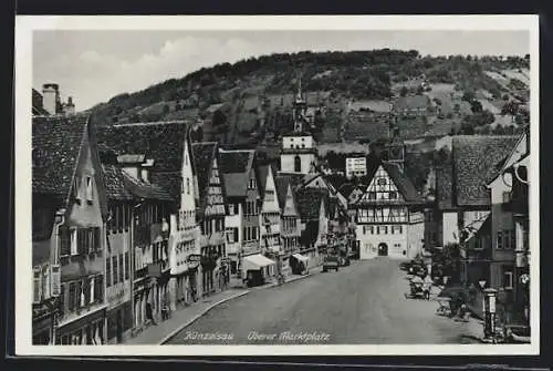 AK Künzelsau, Strassenpartie am Oberen Marktplatz