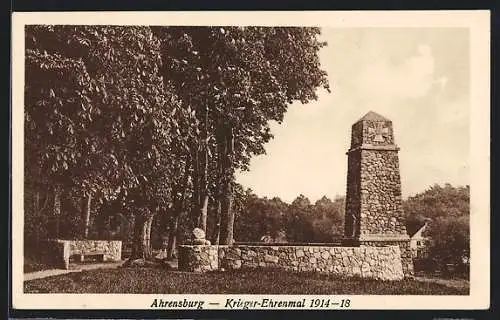 AK Ahrensburg / Holstein, Krieger-Ehrenmal 1914-18