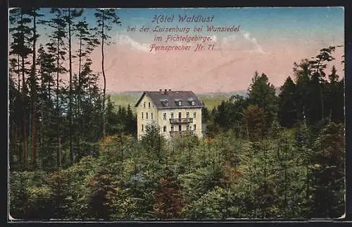 AK Wunsiedel, Hotel Waldlust mit Umgebung
