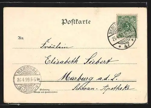 Lithographie Berlin, Opernhaus Unter den Linden, belebte Strassenpartie