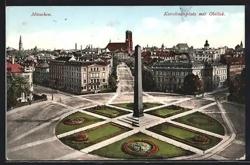 AK München, Karolinenplatz mit Obelisk