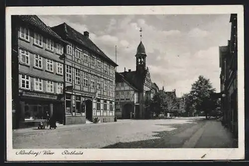 AK Nienburg /Weser, Rathaus, Strassenpartie